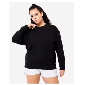D & Co. Active Womens Long Sleeve Crewneck Oversized Sweatshirt Black Large NWOT